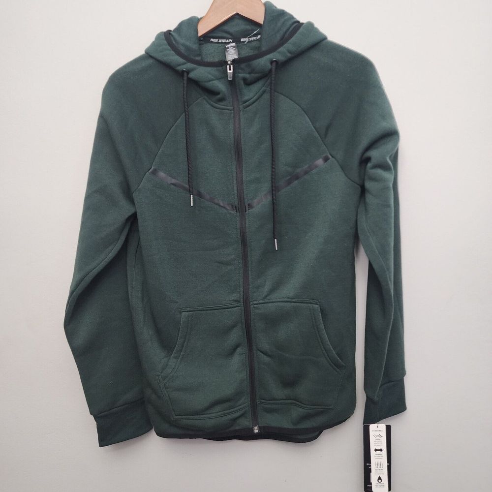 RBX Active Hoodie Mens Small Green Tech Fleece Full Zip CRM833RD Athletic Sporty